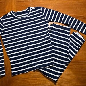 Gap Kids Striped Pajama Set Navy Blue White 10